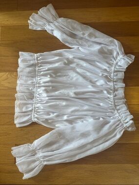White Off-Shoulder Ruffle Blouse